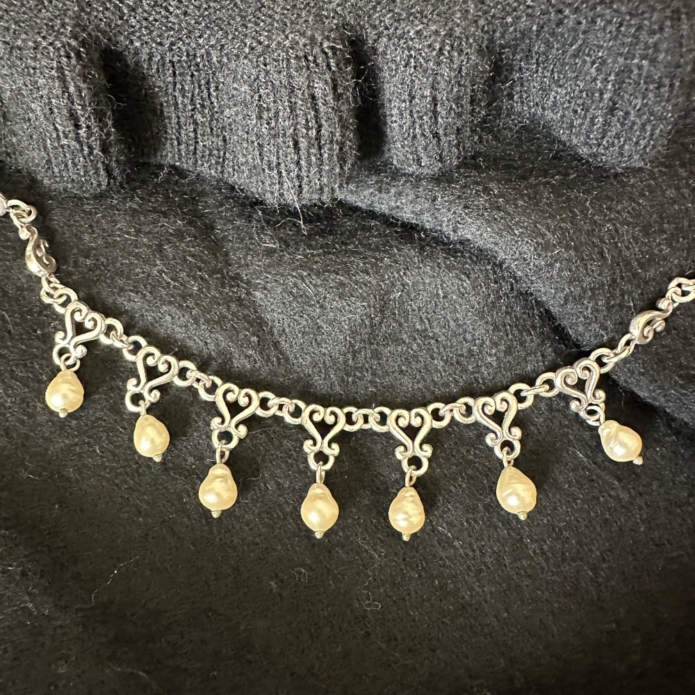 Brighton Pearl Drop Necklace - Silver